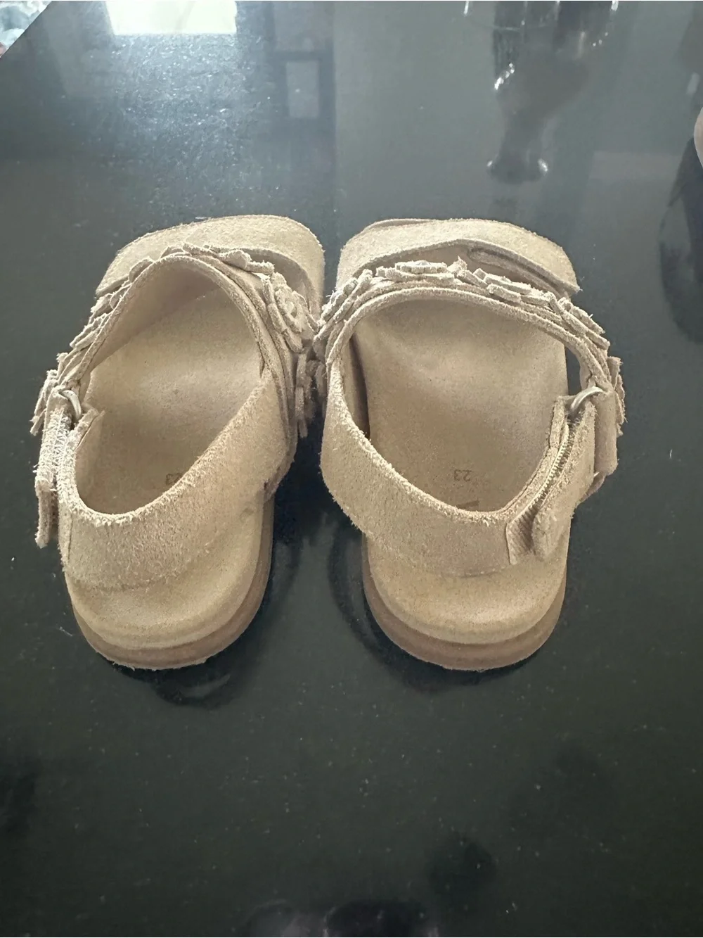 ZARA Kids Tan Suede Flower Strap Sandals